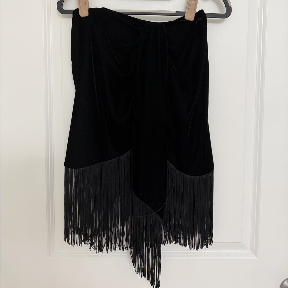 Zara Black Fringe Mini Skirt
